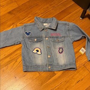 Disney Light Blue Embroidered Denim Jacket with Patches